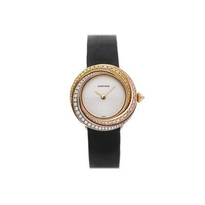 Cartier Trinity Tri Color Gold Diamond Set 27mm Quartz Strap Watch WG200541