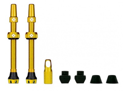 Muc-Off Tubeless Ventil Kit V2 44 mm Gold - Flugzeugaluminium für MTB & Rennr...