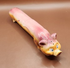 Vintage 10" Elongated Pig Salt & Pepper Shakers Japan AQual Crackle Glaze Rare