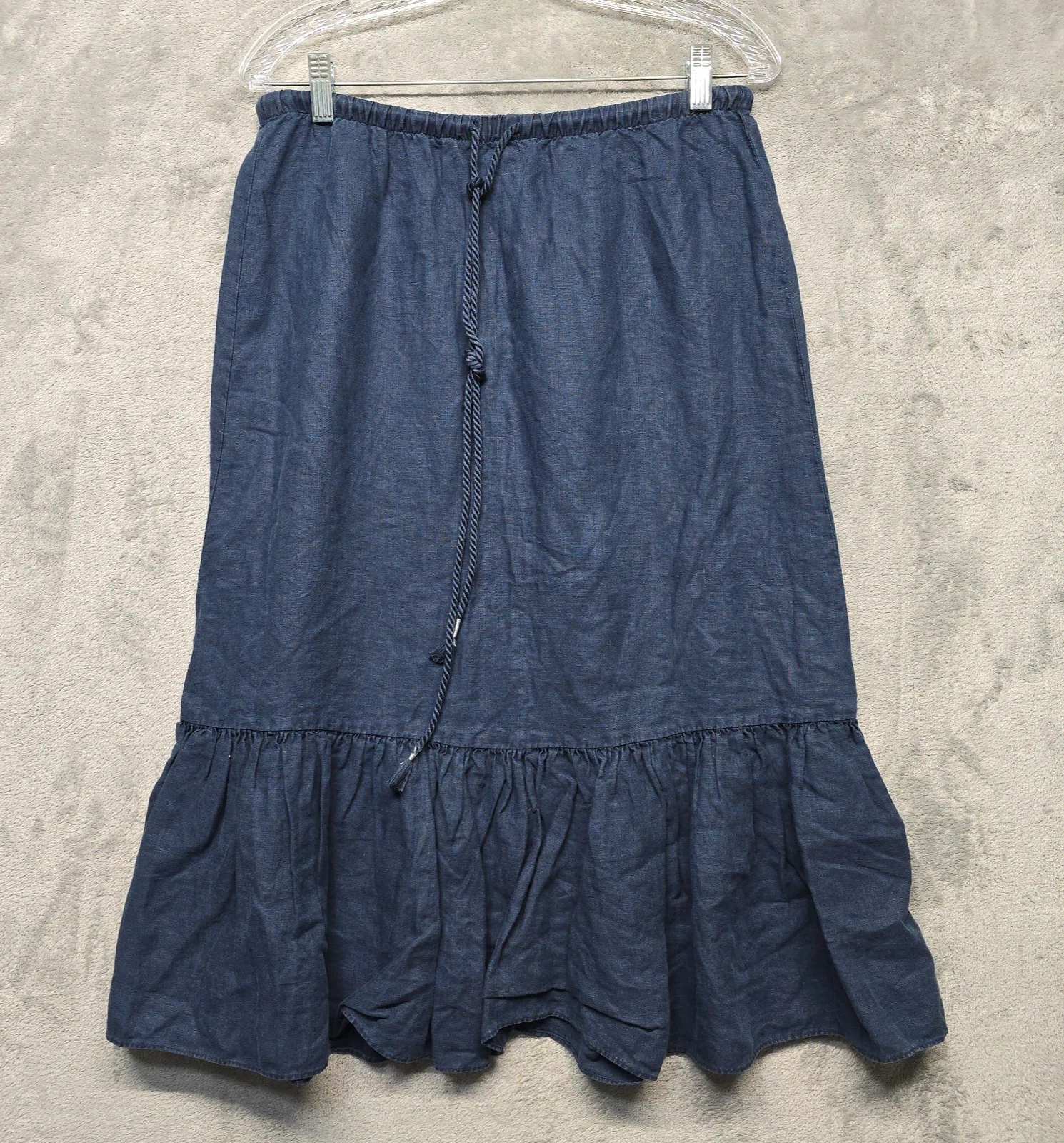 Tommy Bahama Skirt Womens Sz Small Blue Linen Ruffle Hem Preppy Coastal Summer