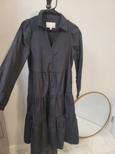 Brochu Walker Long Sleeve Havana Dress Tiered Button Up Womens S Black