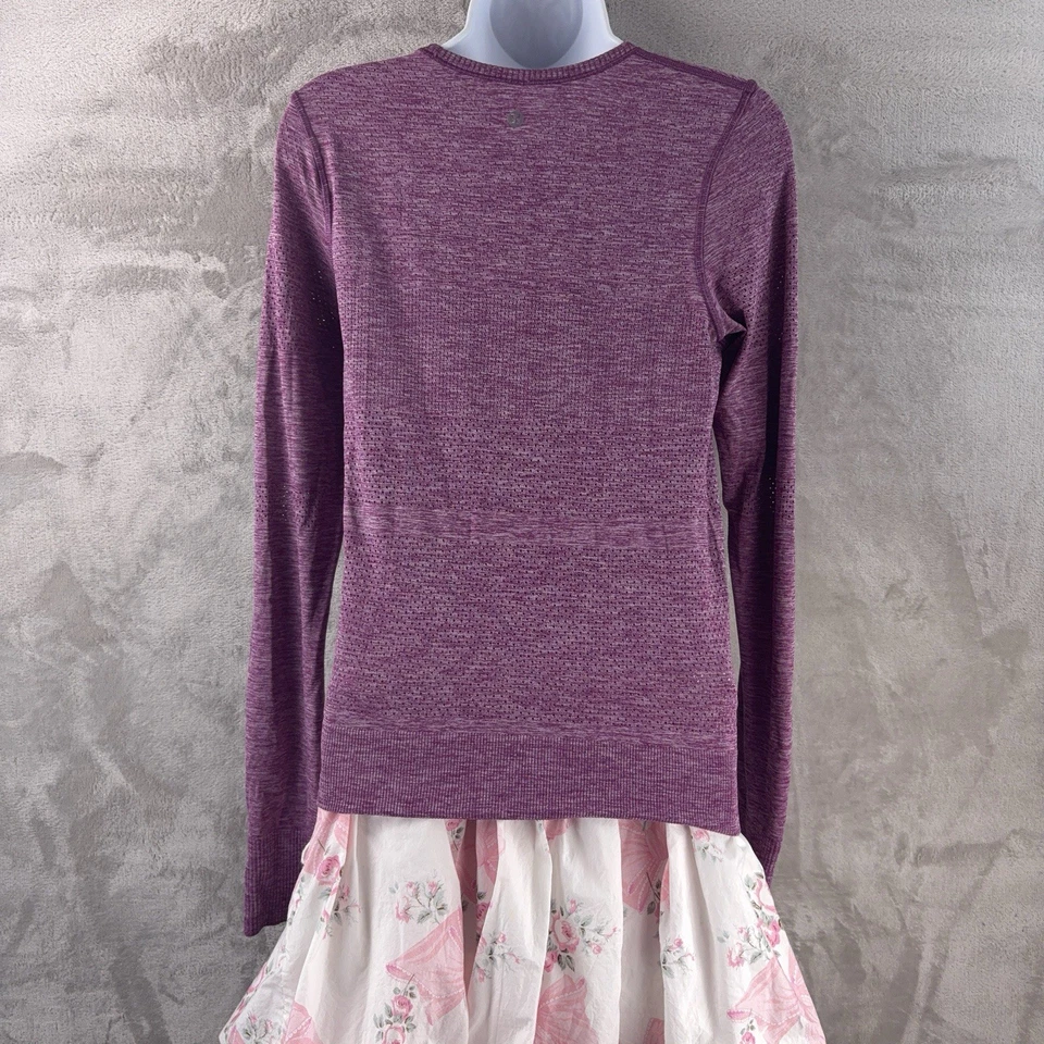 Camisa de manga larga Lululemon Breeze By para mujer talla 2 púrpura sin costuras para correr Foto 2 de 4