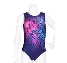 Destira Graphic Tiger Scoop Neck Tank Style Practice Gymnastics Leotard MC