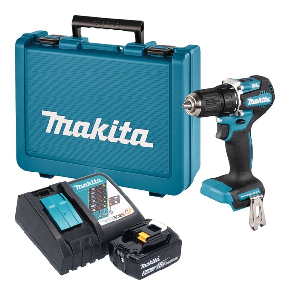 Makita DDF 487 RT1E Akku Bohrschrauber 18 V 40 Nm Brushless + LadegeräT-image