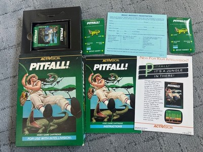 Activision Intellivision Pitfall Game Cartridge + Manual + Overlays - EXCELLENT