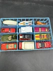 Vintage Matchbox - Cars Case w/ 12 Various Cars / Trailers / Vehicles. ML