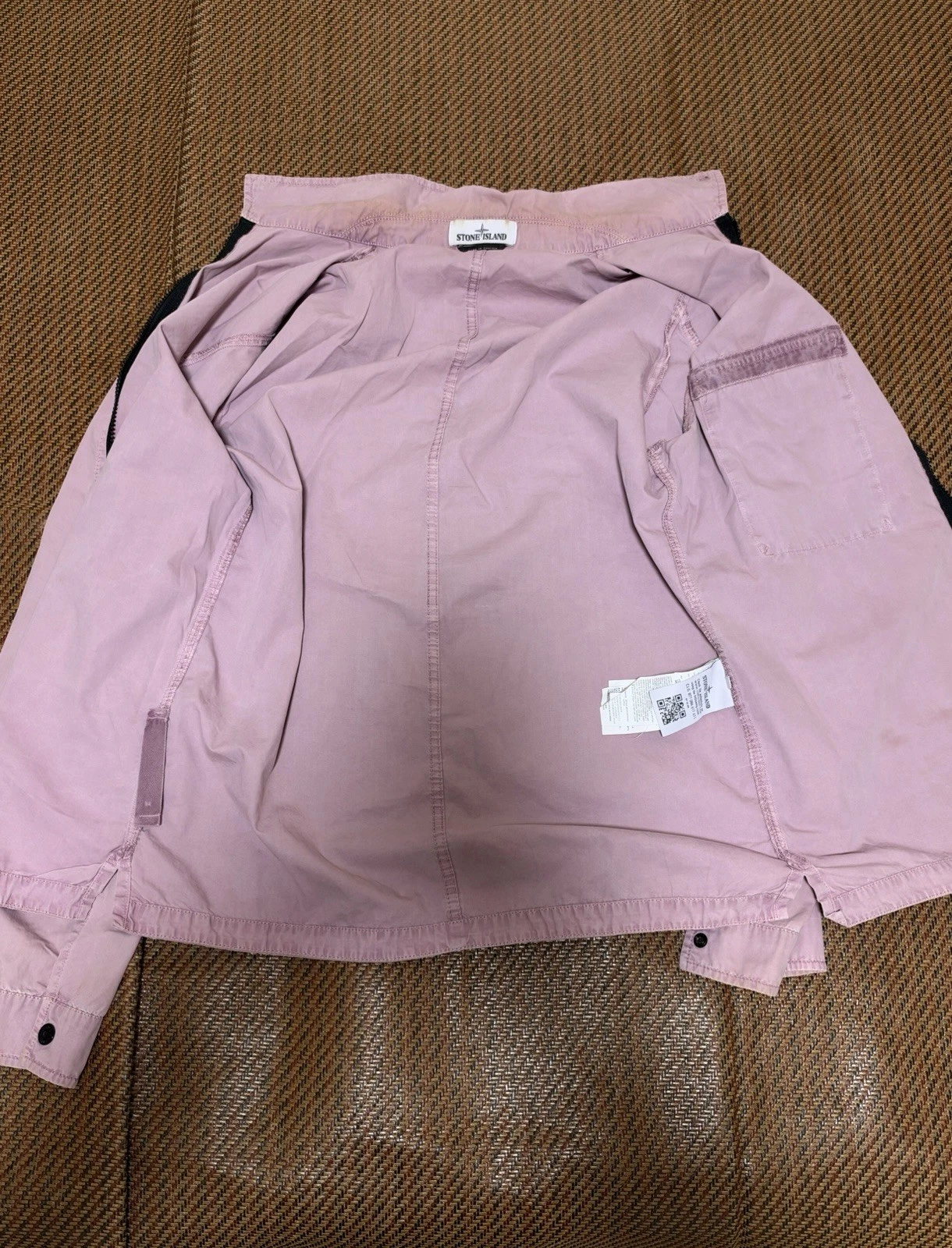 Stone Island Men's Pink Full Zip Cotton Canvas Jacket Compass Logo Patch M image 9