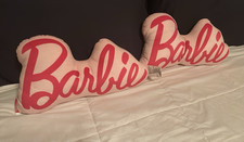Barbie Logo Plush Decorative Throw Pillows Set of 2 Pink White