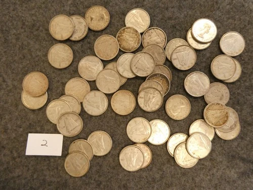 50 pc Canada Ten Cent Dimes Pre 1967 80% Silver lot 2 Ships FREE