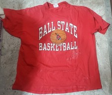 VINTAGE 90'S DISTRESSED BALL STATE CARDINALS BASKETBALL T-SHIRT MEN'S SIZE XL
