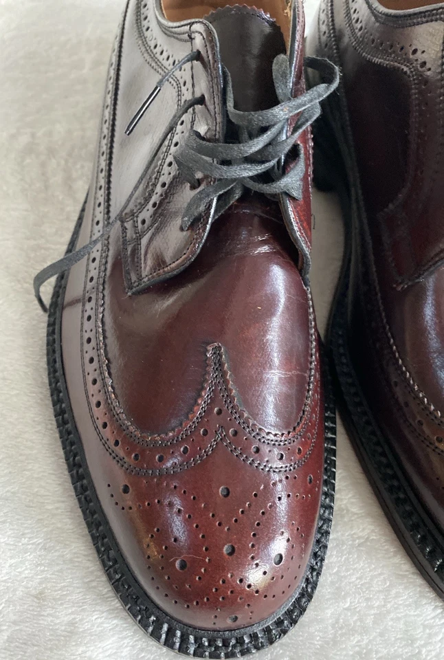 NEW Vtg. Johnston & Murphy Aristocraft Burgundy Oxford Wingtip Shoe Sz 9.5 E/C - Image 3 of 4