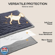Luciphia Waterproof Pet Blanket, Liquid Pee Proof Dog Blankets for Sofa Bed C...
