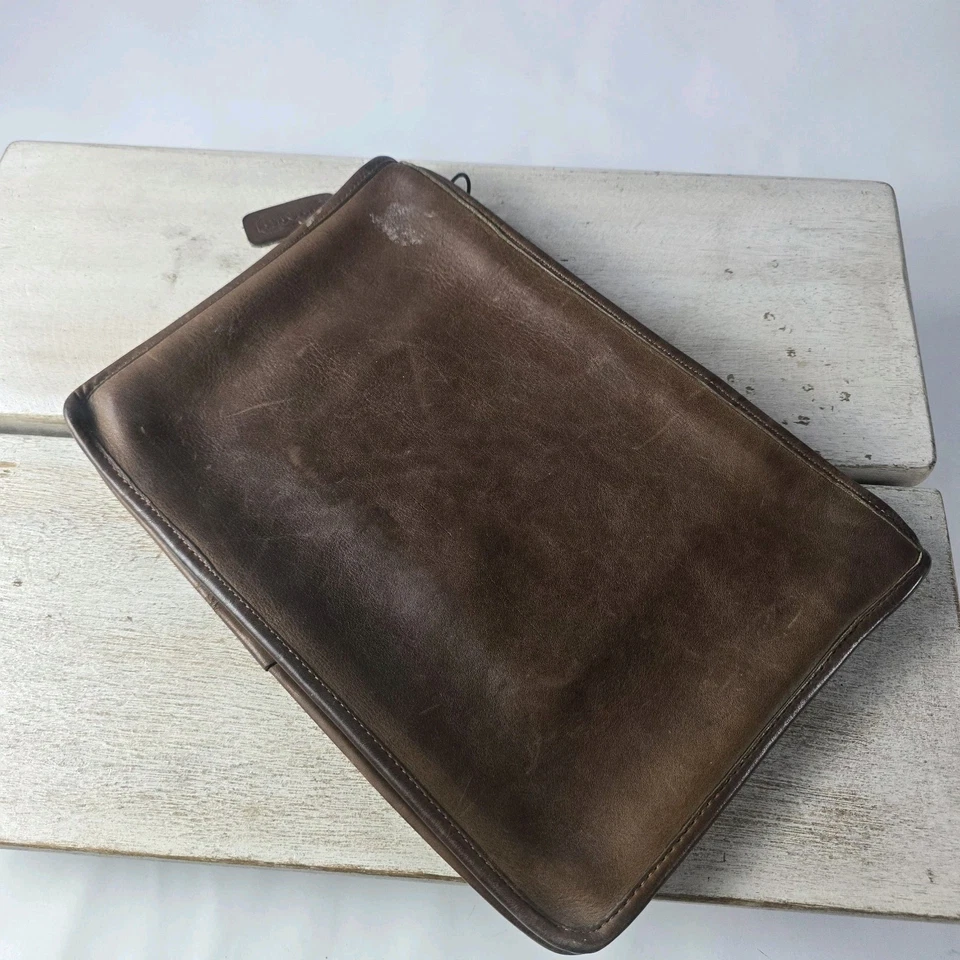 Bolso sin asas COACH vintage años 70 cremallera utilitario billetera cosmético grueso estuche RARO  Foto 3 de 4