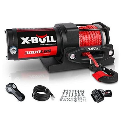  12V 3000LBS Electric Winch Synthetic Rope Electric 3000Lbs-Synthetic Rope