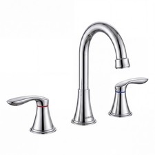 8 Inch Widespread Bathroom Sink Faucet Curved Spout Stainless Steel Dual Handle