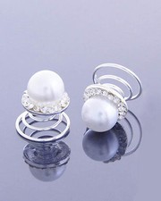 2 pcs. Bridal Wedding Clear Crystal  Faux Pearl Hair Twists Hair Accessory