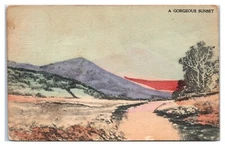 Genuine Watercolor Card A Gorgeous Sunset made by Orsoni Process Postcard