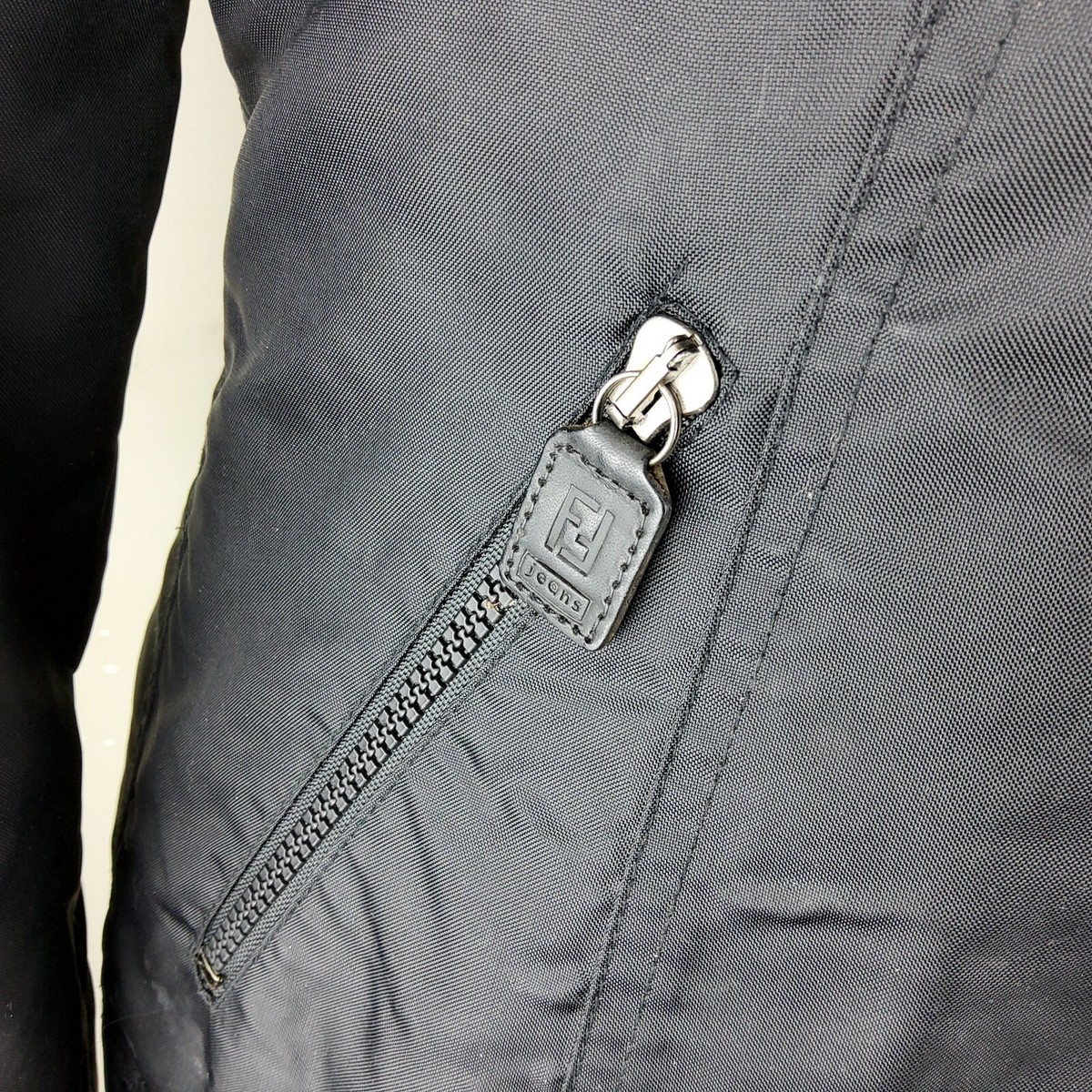 Vintage FENDI Jeans Logo Mesh Back Snap Front Jacket Swinger