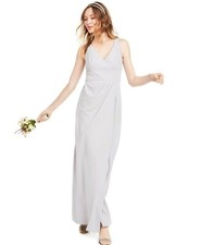 Adrianna Papell Knit Crepe Dress, Bridal Silver Color. Sz. 12