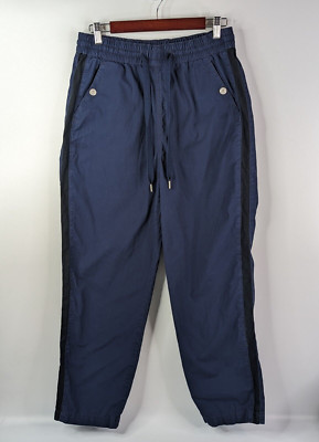 Maeve Tenley Twill Track Pants Blue Tapered Tuxedo Stripe Tapered Women's Size M
