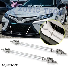 Adjustable 6"-9" Chrome Front Bumper Splitter Support Rod Bars For Toyota Camry