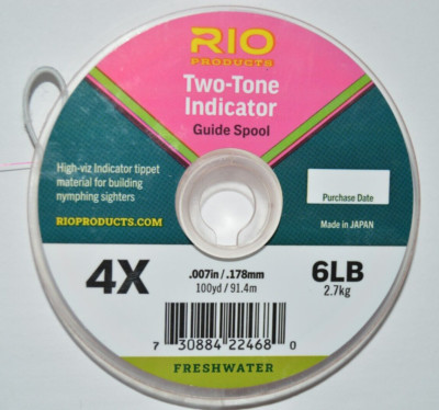 rio two-tone indicator high-viz tippet 100yds 4x 6lb flyfishing freshwater