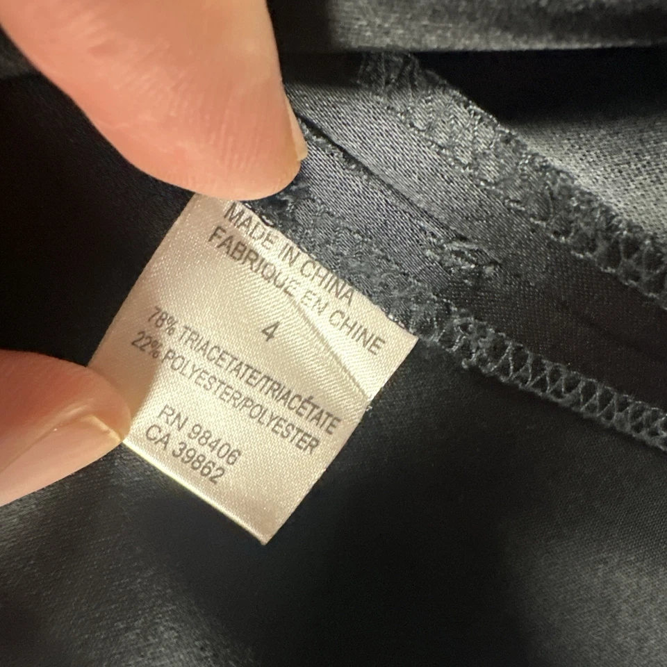 Theory 连衣裙女式 4 黑色束腰迷你短袖时尚缎面紧身 — 第 4/4 张图片