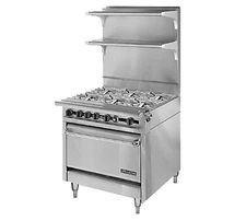 American Range HD34-6-O 34" Gas Heavy Duty Range w/ (6) Open Burners, (1) Cab...