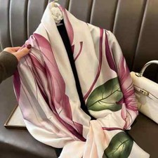 Large Satin Scarf Wrap for Women Printed Summer Beach Headband Turban Style