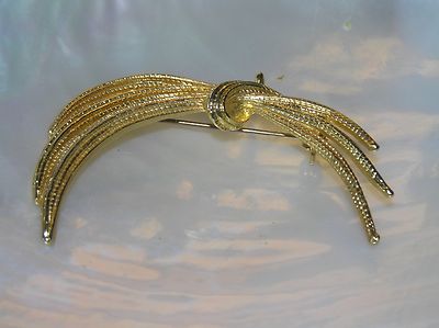 Droopy Ribbon Vintage Ridged Goldtone Abstract Droopy Ribbon Bow Pin Brooch – 2.5 x 1 ...