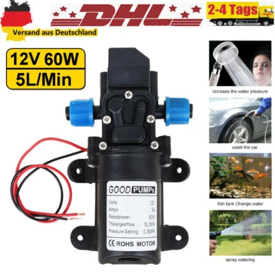 MARKENLOS 60W Wasserpumpe Selbstansaugende Pumpe DC 12V Hochdruckpumpe Membranpumpe Garden