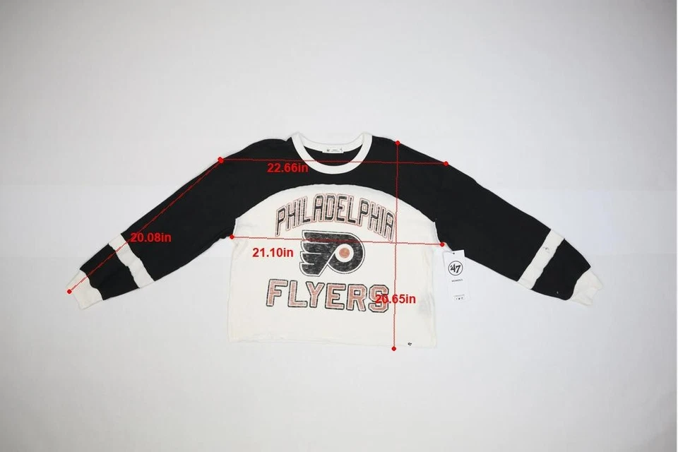 47 Womens NHL Philadelphia Flyers Double Header Curve Long Sleeve Crop Shirt S - Image 2 of 4
