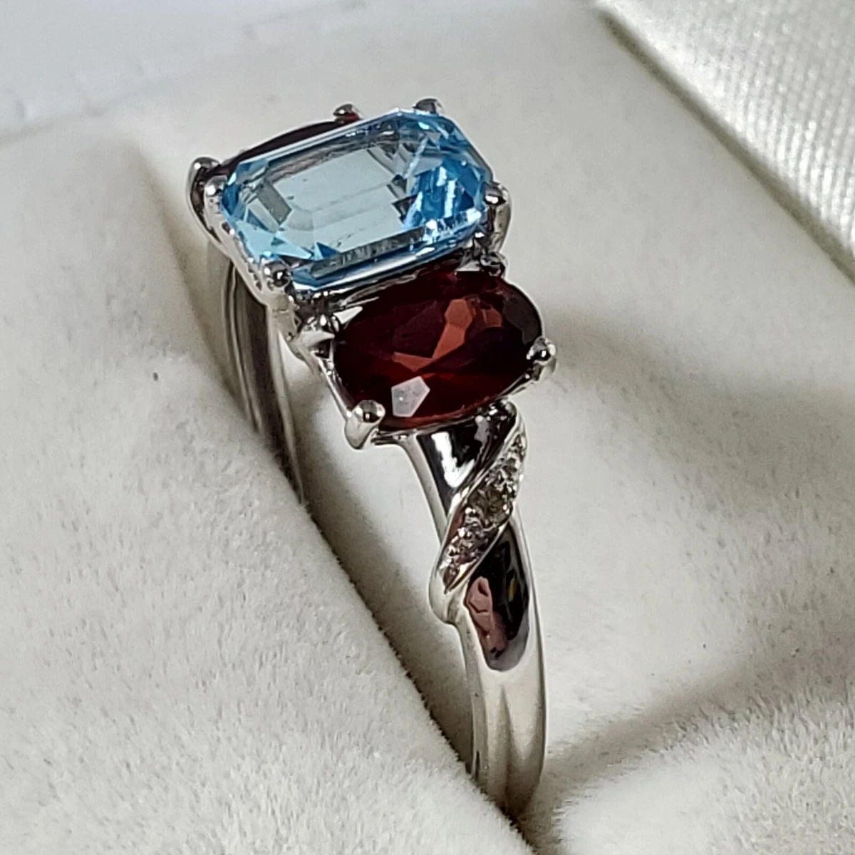 Garnet and blue topaz ring deals