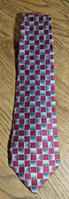 Van Heusen Tie Red Geometric 100% Silk Men's Necktie Classic; Made in USA