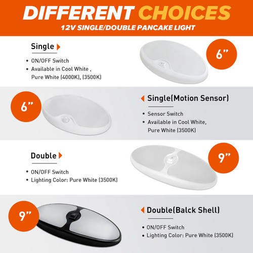 12 Volt RV Interior LED Lights Dome Ceiling Light Fixture Camper