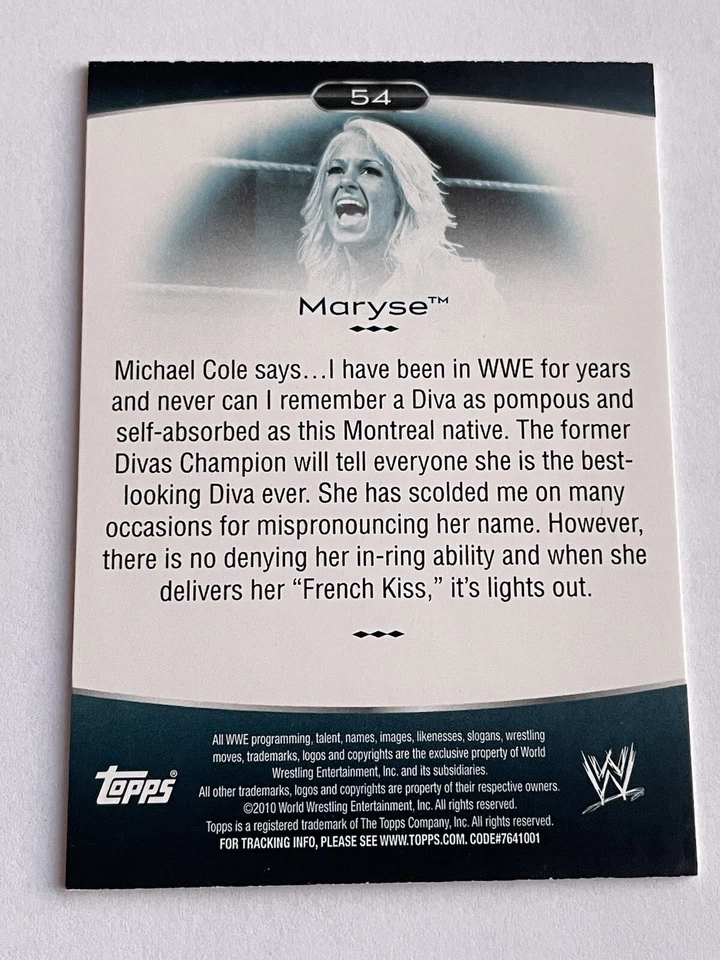 2010 WWE Topps MARYSE Platinum Card #54 Rainbow Foil Refractor Parallel + Bonus - Image 2 of 2