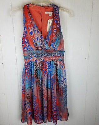 Boston Proper Dress size 2 Caribbean Animal Orange print sleeveless womens