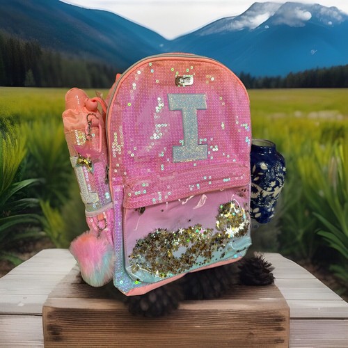 Zaino Justice Per Ragazze – Ombre Shaky Glitter – Iniziale Personalizzata – Nuovo Con Etichette