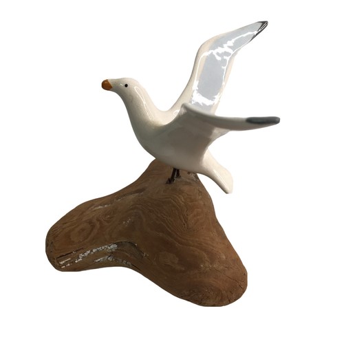 Wooden carved sea gull on drift wood Casa Fernandez Jauquin Sernandez - Picture 2 of 7