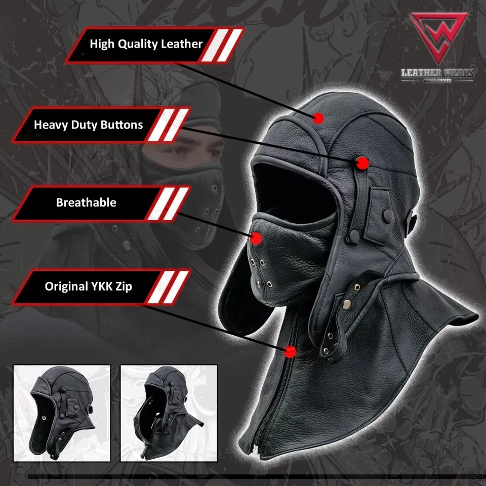 Gorra de piloto convertible de cuero real gorra de aviador sombrero Foto 2 de 4