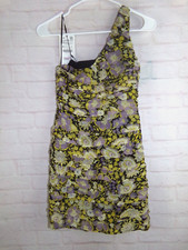 Zara women's size XS Gold and Purple Ruffle One Shoulder Dress