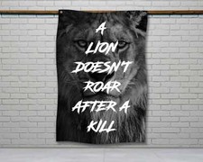 Lion Gym Flag - Motivational Fitness Wall Art for Home and Garage Gym
