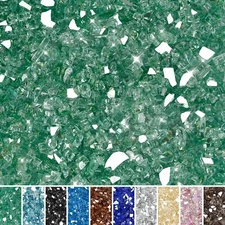 10-Pound Fire Glass for Fireplace Fire Pit and Landscaping 1/4-Inch Light Gre...