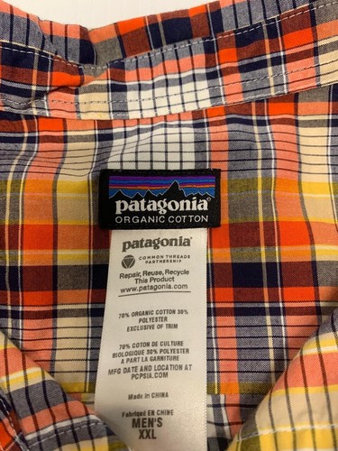 Patagonia Button Down Shirt Short Sleeve Multicolor Plaid XXL Men's A63 - Picture 6 of 6