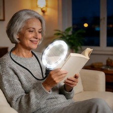Rechargeable 1200mAh Hands Free Magnifying Glass with 12 LED Lights 6" Lens