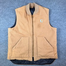 Vintage Carhartt Duck Canvas Vest Mens XL Brown Quilted Insulated Made in USA