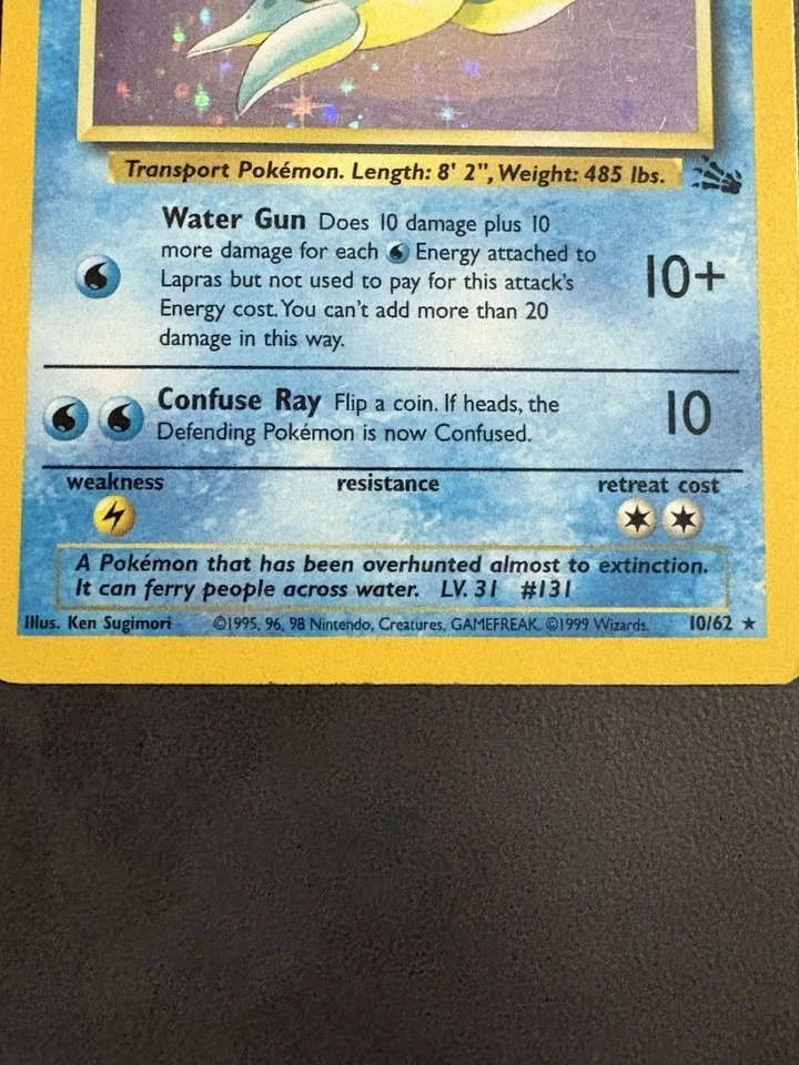 Lapras Basic Pokémon Halo RARE 10/62 First Edition - Image 2 of 4