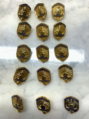 Vtg National Safety Council Safe Driver Award Pin Lot Of 15 Gold Tone Shield