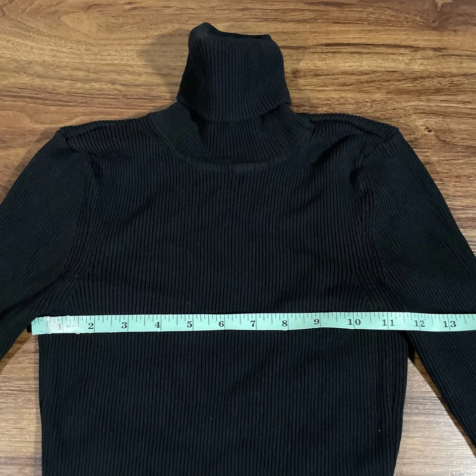 Top Zara Acanalado Cuello Alto Manga Larga Mujer Pequeño Negro Corte Espalda Foto 3 de 4