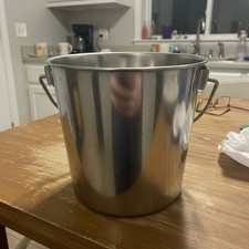 Stainless Steel 2 Quart Bucket with Handle Multipurpose Pet Feeding Watering ...